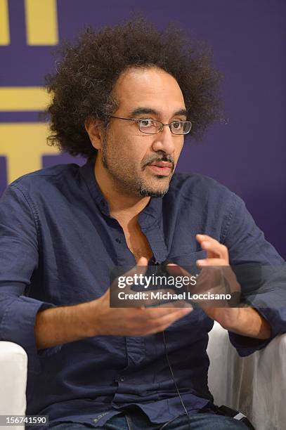 Director Brahim Fritah of "Playground Chronicles" attends the Arab Discussion Press Conference during the 2012 Doha Tribeca Film Festival at the Al...