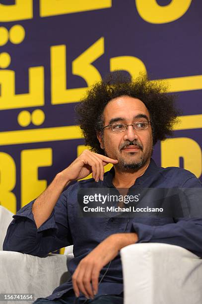 Director Brahim Fritah of "Playground Chronicles" attends the Arab Discussion Press Conference during the 2012 Doha Tribeca Film Festival at the Al...