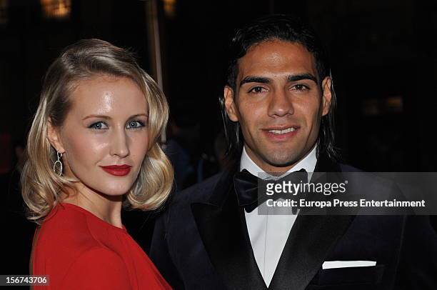 Radamei Falcao and Lorelei Taron arrive at GQ Men of the Year Awards 2012 at Palace Hotel on November 19, 2012 in Madrid, Spain.