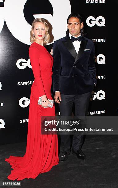 Radamei Falcao and Lorelei Taron attend GQ Men of the Year Awards 2012 photocall at Palace Hotel on November 19, 2012 in Madrid, Spain.