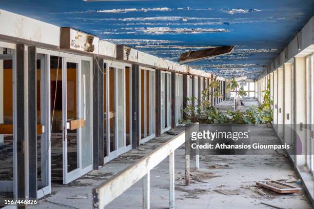 Interior spaces of the abandoned main temrinal of Nicosia International Airport inside the buffer zone on July 19, 2023 in Nicosia. Nicosia...