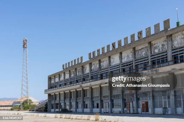 The abandoned main temrinal of Nicosia International Airport inside the buffer zone on July 19, 2023 in Nicosia. Nicosia International Airport was...