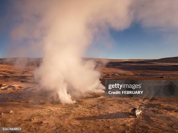 geysers sol de manana - laguna colorada stock pictures, royalty-free photos & images