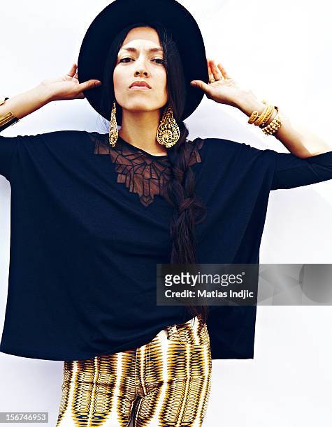 Singer Mai Lan for Modzik on September 13, 2012 in Paris, France.
