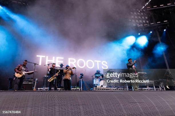 The Roots perform on stage at Hampden Park National Stadium on July 23, 2023 in Glasgow, Scotland.