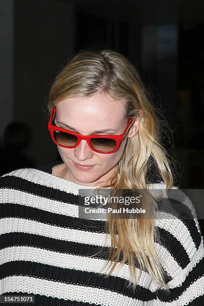 Actress Diane Kruger is sighted at aeroport de Roissy on November 20, 2012 in Paris, France.