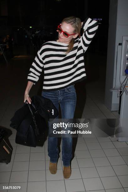 Actress Diane Kruger is sighted at aeroport de Roissy on November 20, 2012 in Paris, France.