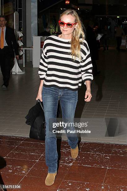 Actress Diane Kruger is sighted at aeroport de Roissy on November 20, 2012 in Paris, France.