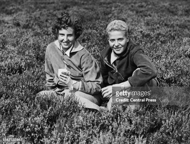 Spanish Royals Infanta Pilar of Spain and her brother, Juan Carlos, Prince of Asturias, during a break from hunting on the moors near Dunkeld,...