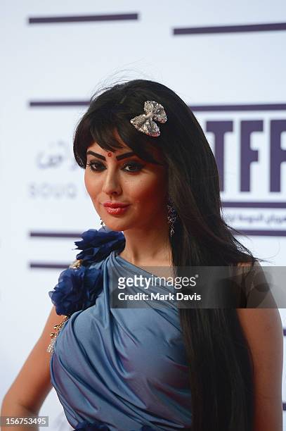 Mariem Hassan attends the "Till I Breathe this Life" premiere during the 2012 Doha Tribeca Film Festival at the Al Mirqab Boutique Hotel on November...