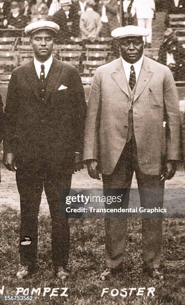 Organizers and executives for the East West Negro League All Star Game Alex Pompez, left, and Rube Foster pose during the event on September 10, 1933...