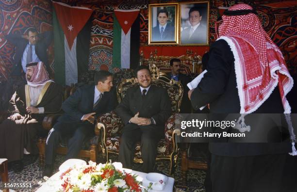 King Abdullah II of Jordan and half brother Prince Ali of Jordan are photographed for Life Magazine in 2000 in Ma'an, Jordan.