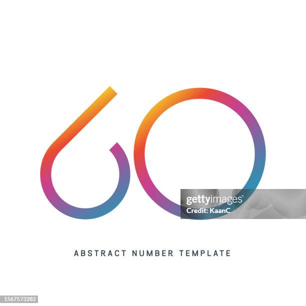 abstract number template. anniversary number template isolated, anniversary icon label, anniversary symbol vector stock illustration - number 60 stock illustrations