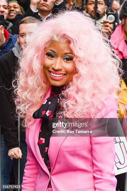 Rapper Nicki Minaj enters the "Good Morning America" taping at the ABC Times Square Studios on November 20, 2012 in New York City.