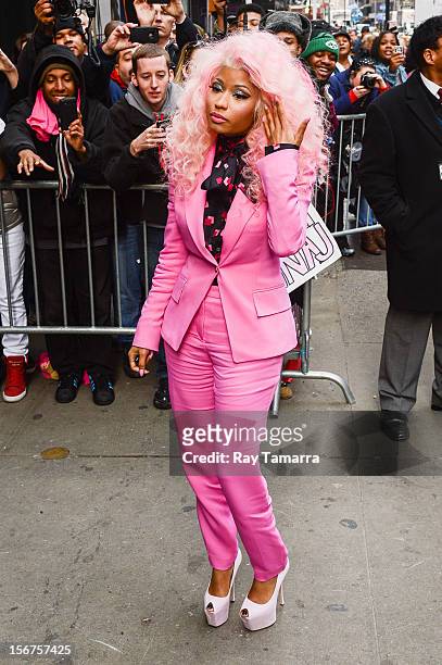 Rapper Nicki Minaj enters the "Good Morning America" taping at the ABC Times Square Studios on November 20, 2012 in New York City.