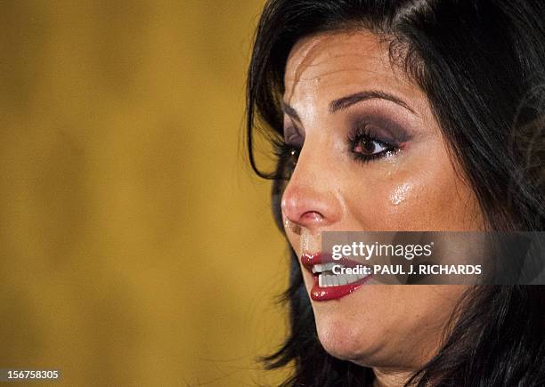 Natalie Khawam and attorney Gloria Allread conduct a press conference November 20 at the Ritz-Carlton hotel in Washington, DC. Khawam is the twin...