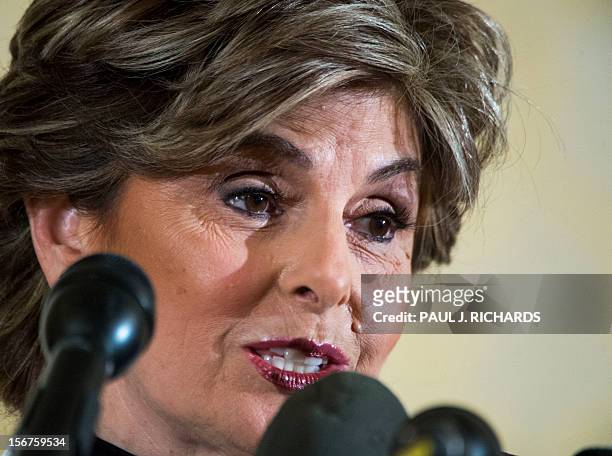 Attorney Gloria Allred conducts a press conference with her client Natalie Khawam on November 20 at the Ritz-Carlton hotel in Washington, DC. Khawam...