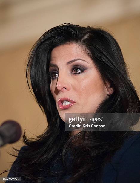 Natalie Khawam speaks during the Gloria Allred News Conference With Natalie Khawam at Ritz-Carlton Hotel on November 20, 2012 in Washington, DC.