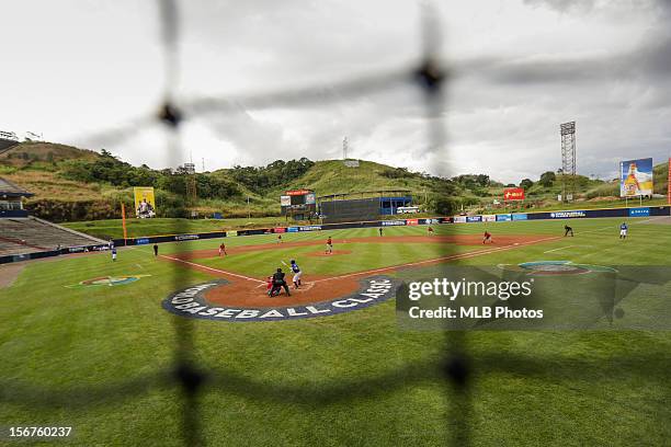 General view of Rod Carew National Stadium from behind home plate during Game 3 of the Qualifying Round of the World Baseball Classic between Team...