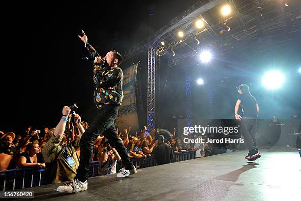 Far East Movement performs during the Bud Light Port Paradise Music Festival on November 17, 2012 in Nassau, Bahamas.