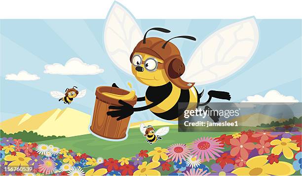honey production - aviation hat stock illustrations