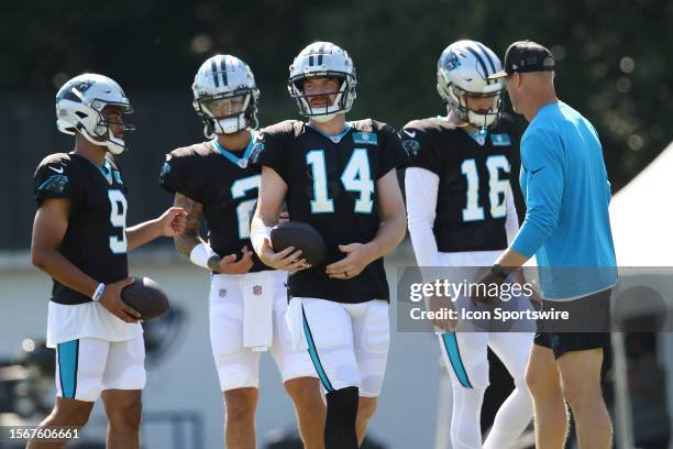 Carolina Panthers quarterback Bryce Young , Carolina Panthers quarterback Matt Corral , Carolina Panthers quarterback Andy Dalton and Carolina...