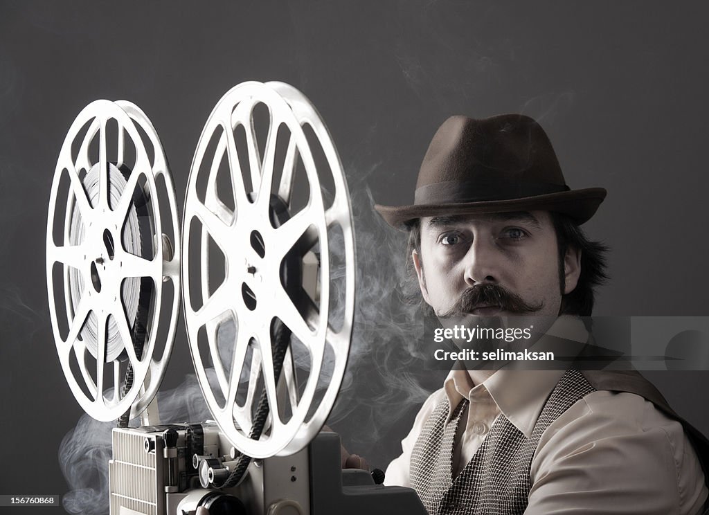 Portrait of old Fashioned Cinematographer