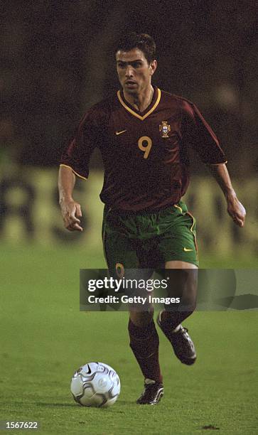 Pauleta of Portugal in action during the World Cup 2002 Group Two Qualifying match against Holland played at the Estadio Des Antas, in Porto,...