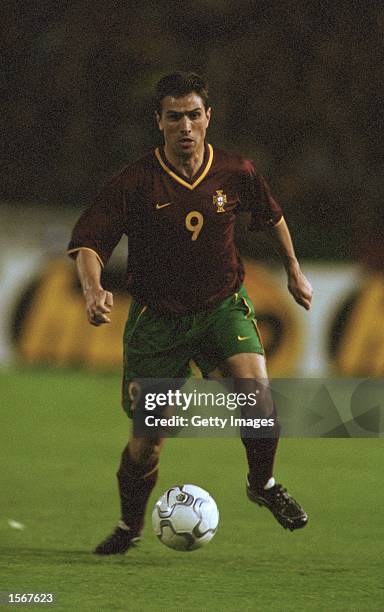 Pauleta of Portugal in action during the World Cup 2002 Group Two Qualifying match against Holland played at the Estadio Des Antas, in Porto,...