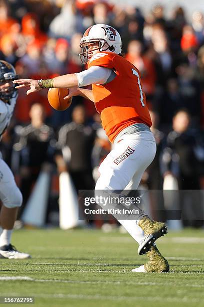 Matt Schilz of the Bowling Green Falcons throws the ball during the game against the Kent State Golden Flashses on November 17, 2012 at Doyt Perry...