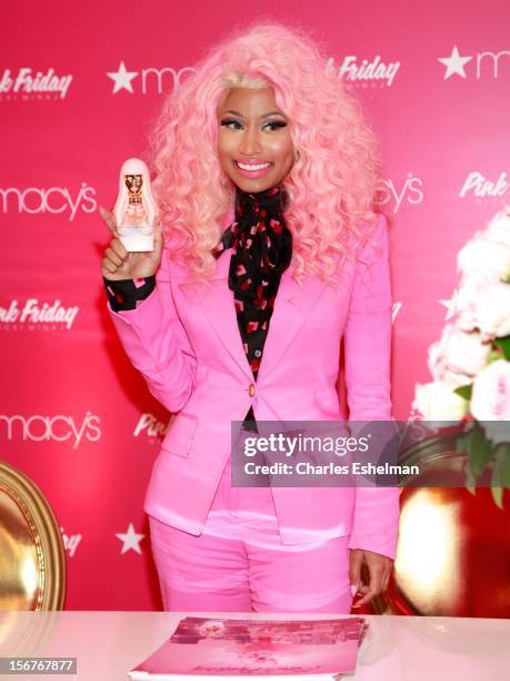 Singer Nicki Minaj introduces "Pink Friday" Fragrance Holiday Season Celebration at Macy's Queens Center on November 20, 2012 in the Queens borough...