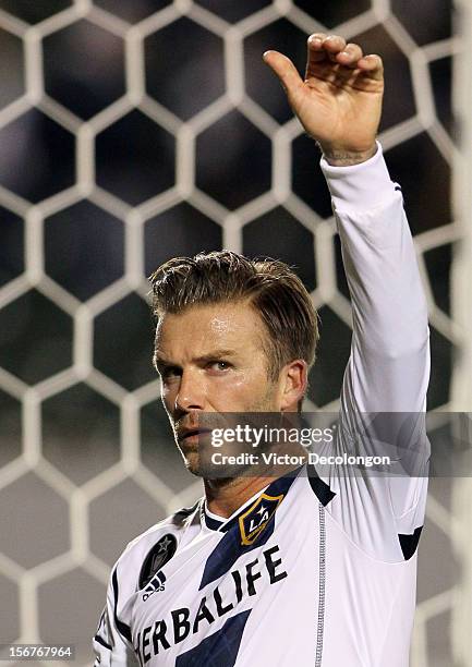 David Beckham of the Los Angeles Galaxy walks off the pitch after Leg 1 of the Western Conference Championship against the Seattle Sounders at The...