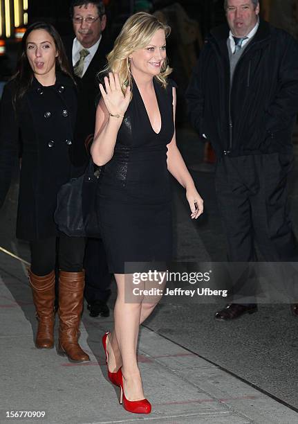 Actress Amy Poehler departs "Late Show with David Letterman" at Ed Sullivan Theater on November 20, 2012 in New York City.