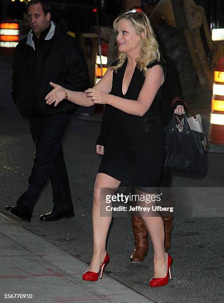 Actress Amy Poehler departs "Late Show with David Letterman" at Ed Sullivan Theater on November 20, 2012 in New York City.