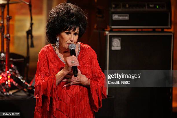 Episode 4356 -- Pictured: Musical guest Wanda Jackson peforms on November 20, 2012 --