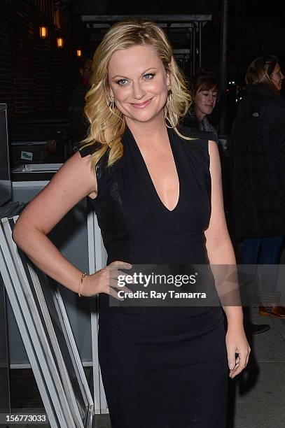 Actress Amy Poehler leaves the "Late Show With David Letterman" taping at the Ed Sullivan Theater on November 20, 2012 in New York City.