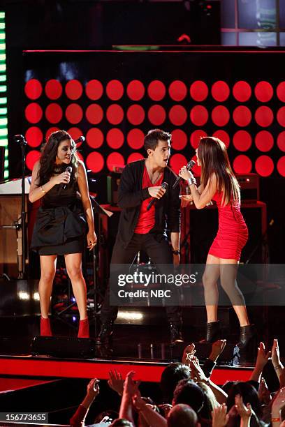 Live Show" Episode 319B -- Pictured: Sylvia Yacoub, Dez Duron, Cassadee Pope --