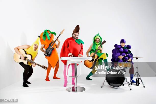 vegetables rock band - stage costume stock pictures, royalty-free photos & images