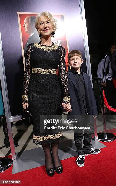 Helen Mirren and Felix Mirren at Fox Searchlight Pictures' "Hitchcock" Los Angeles Premiere held at AMPAS Samuel Goldwyn Theater on November 20, 2012...