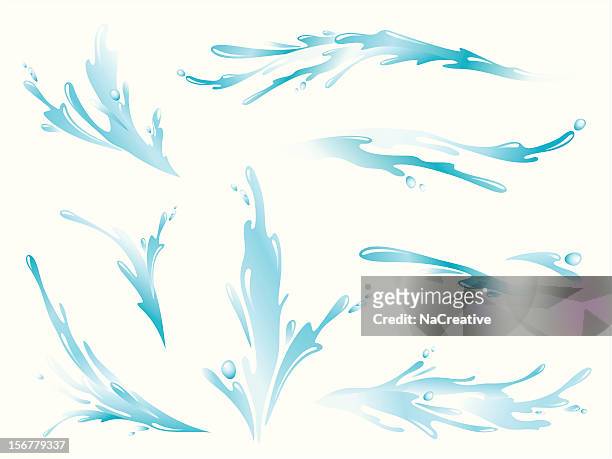 splash and drop of water illustration set - water splash white background stock illustrations