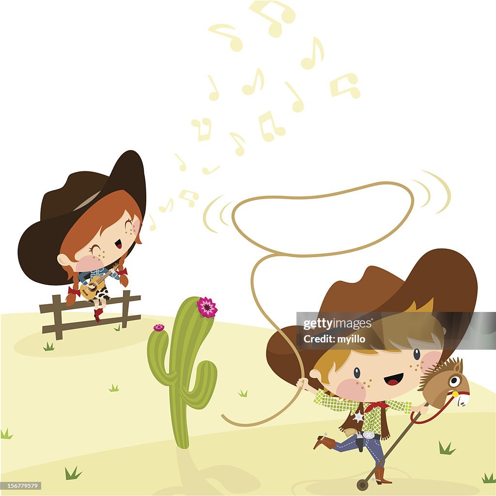 Cowboys, ilustração, vetor.