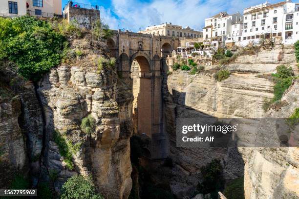 ronda (from the old bridge) , malaga, spain - hill range stock pictures, royalty-free photos & images