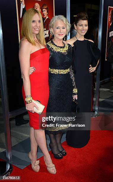 Actress Toni Collette, Dame Helen Mirren and actress Jessica Biel arrive at the Premiere Of Fox Searchlight Pictures' "Hitchcock" at AMPAS Samuel...