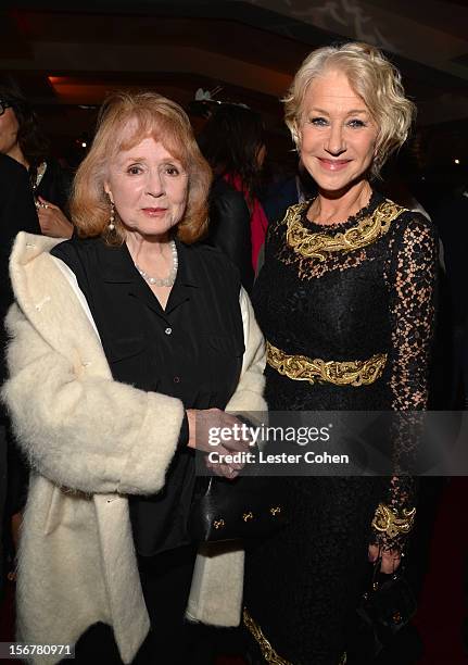 Actress Piper Laurie and Dame Helen Mirren attend the after party for the premiere of Fox Searchlight Pictures' "Hitchcock" at the Academy of Motion...