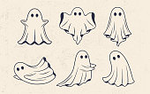 Ghost set. Funny Ghost icons.
