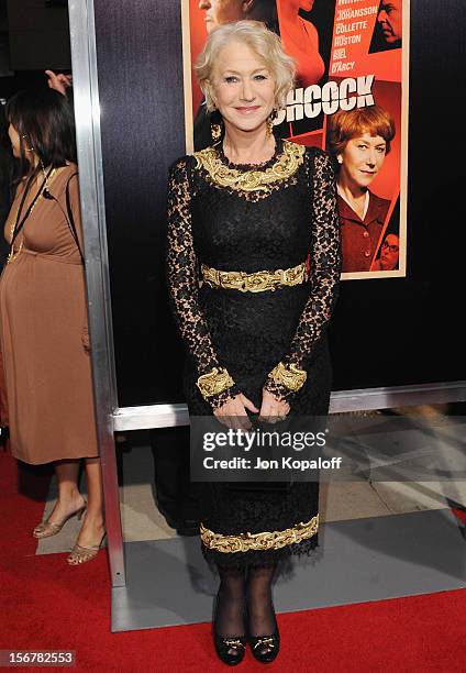 Actress Helen Mirren arrives at the Los Angeles Premiere "Hitchcock" at AMPAS Samuel Goldwyn Theater on November 20, 2012 in Beverly Hills,...