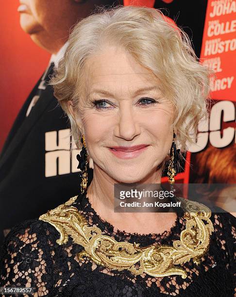 Actress Helen Mirren arrives at the Los Angeles Premiere "Hitchcock" at AMPAS Samuel Goldwyn Theater on November 20, 2012 in Beverly Hills,...