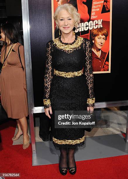 Actress Helen Mirren arrives at the Los Angeles Premiere "Hitchcock" at AMPAS Samuel Goldwyn Theater on November 20, 2012 in Beverly Hills,...