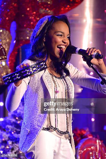 China Anne McClain performs at the 2012 Hollywood Christmas Parade Concert at Universal CityWalk on November 20, 2012 in Universal City, California.