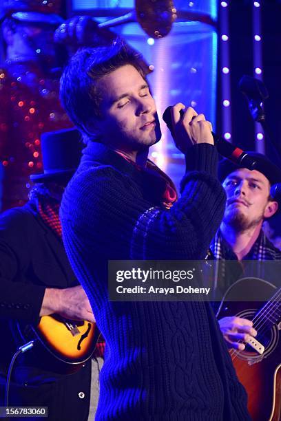 Devon Werkheiser performs at the 2012 Hollywood Christmas Parade Concert at Universal CityWalk on November 20, 2012 in Universal City, California.